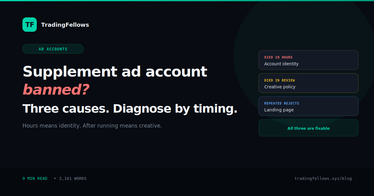 Supplement Ad Account Banned? The 3 Causes and How to Fix Each One